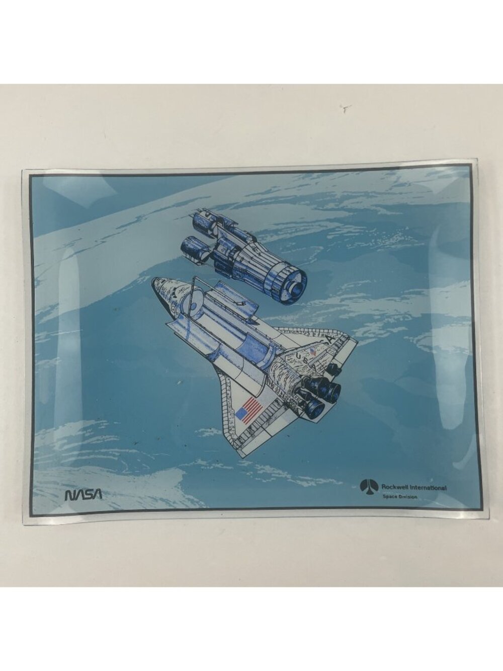 NASA Rockwell International Space Division Shuttle Glass Plate 8.75”x 6.75”